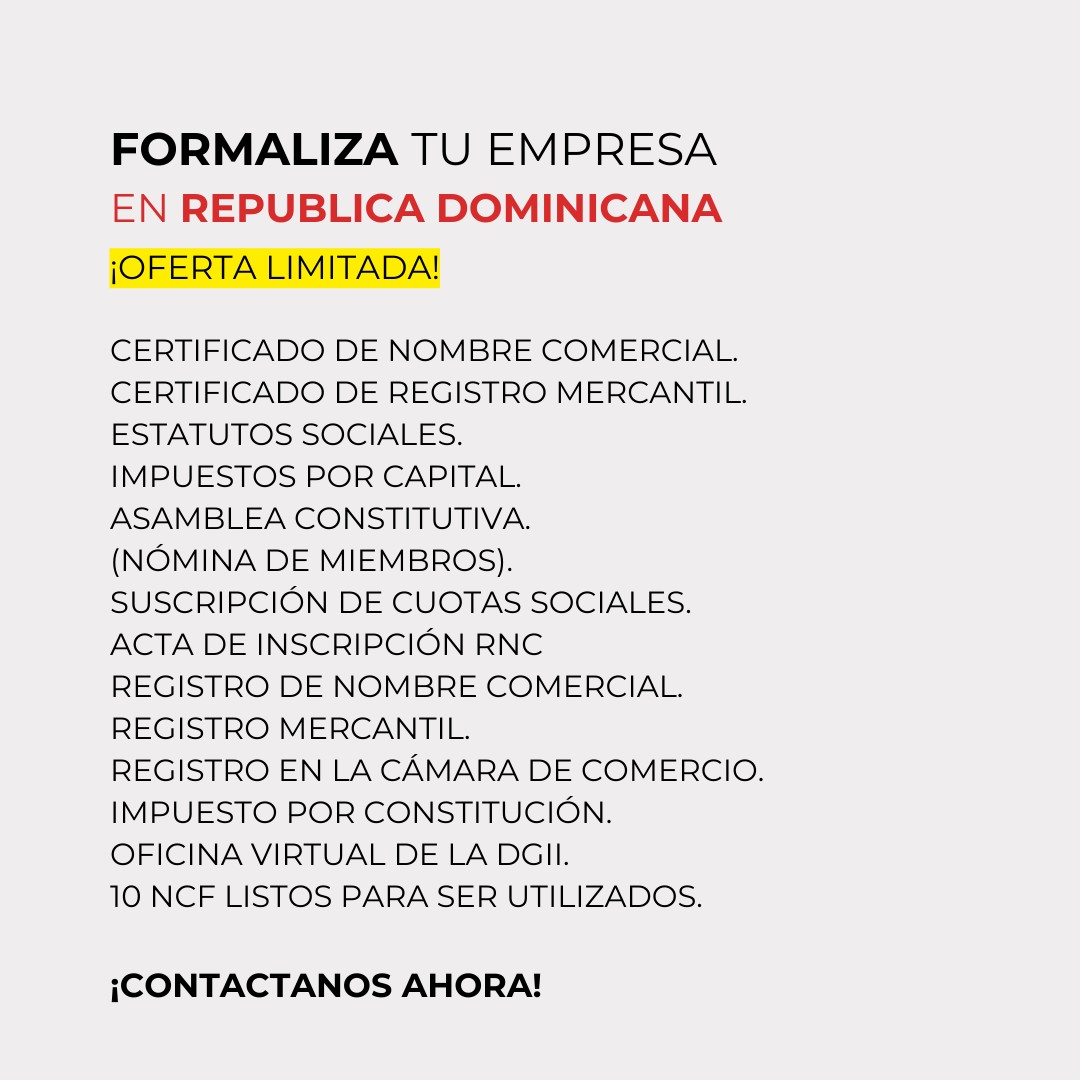 servicios profesionales - FORMALIZA TU EMPRESA EN REPUBLICA DOMINICANA ¡Oferta limitada!