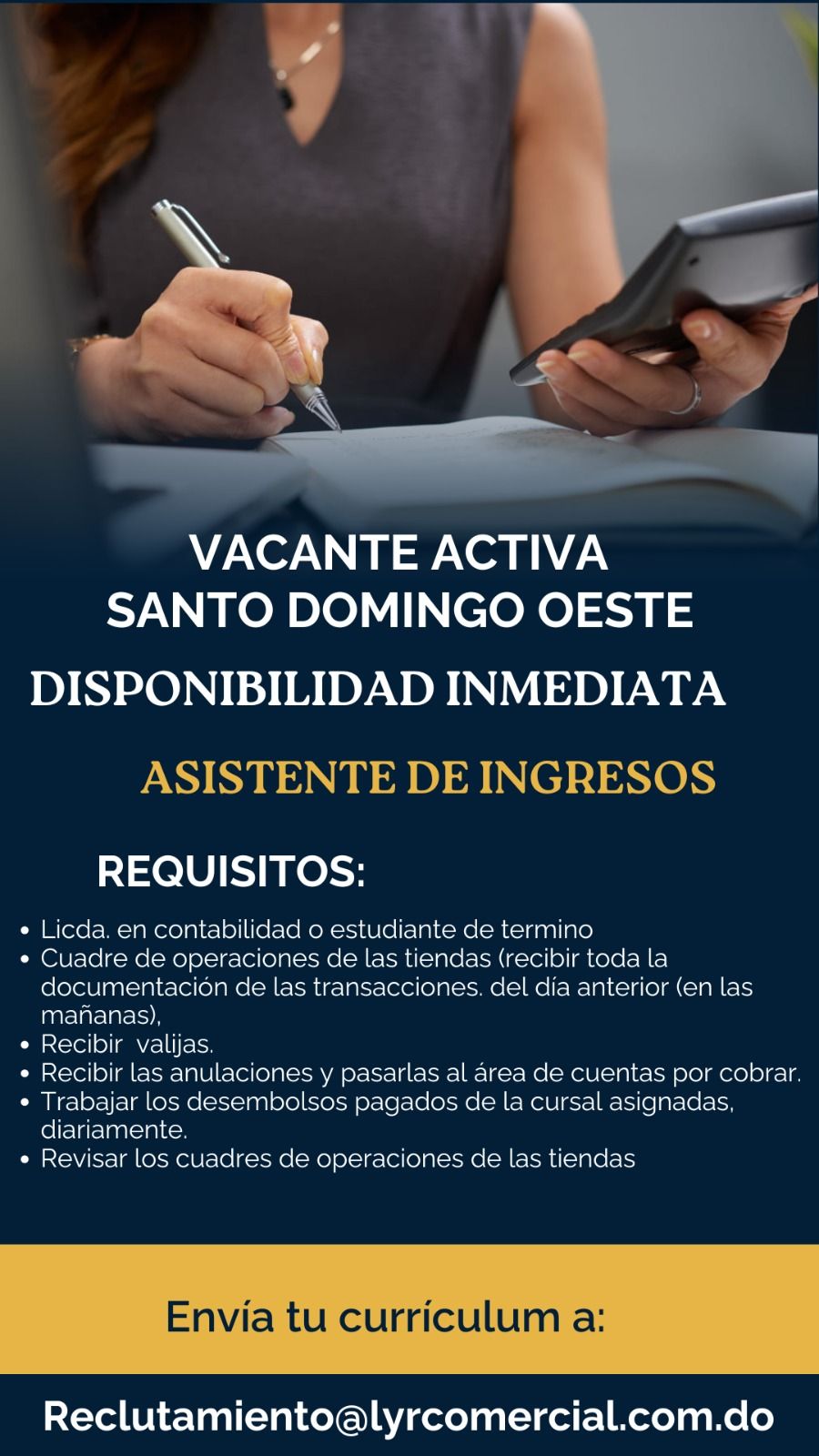 empleos disponibles - Asistente de Ingresos