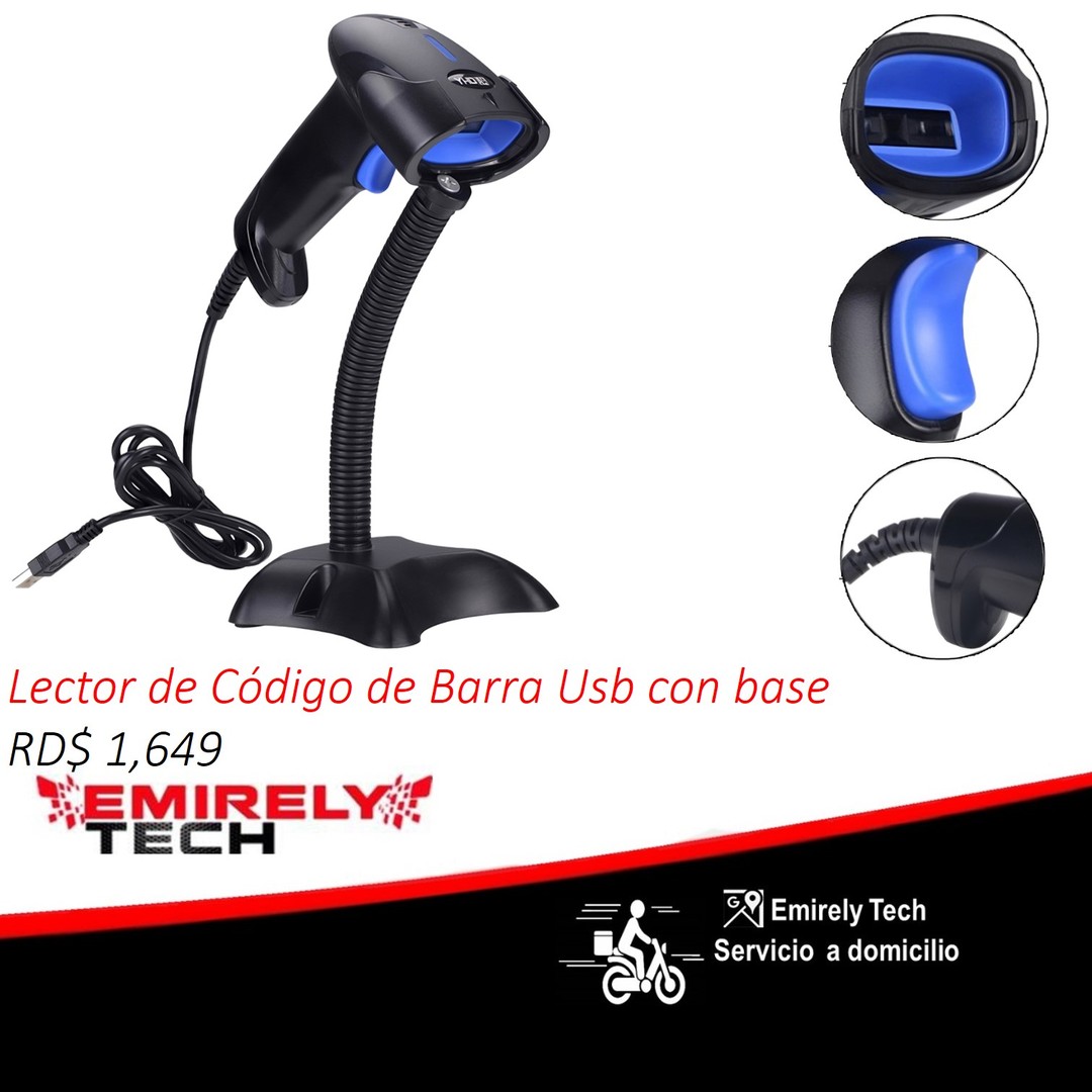 impresoras y scanners - Lector De Código De Barra Usb con base  Para Puntos De Ventas con soporte 0