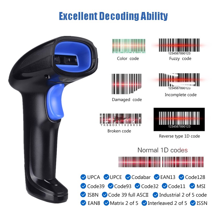 impresoras y scanners - Lector De Código De Barra Usb con base  Para Puntos De Ventas con soporte 1